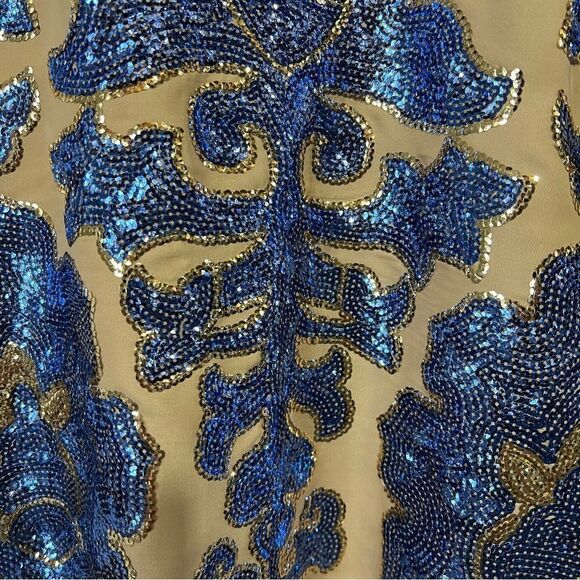 Neiman Marcus Tracy Reese For Target Sequin Top Womens Small Blue Gold V-Neck - Picture 3 of 8